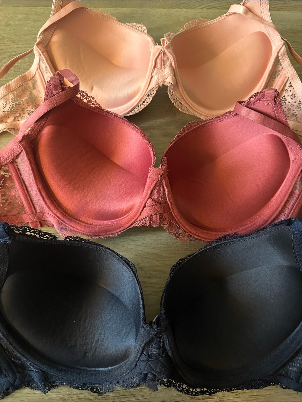 3 Marilyn Monroe Brand New Women’s Size 36C Lace Push-Up Bras - Pink, Rose, Navy - Picture 3 of 10